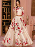 Beige  Red Lehnga Choli