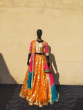 Orange hot pink lehnga